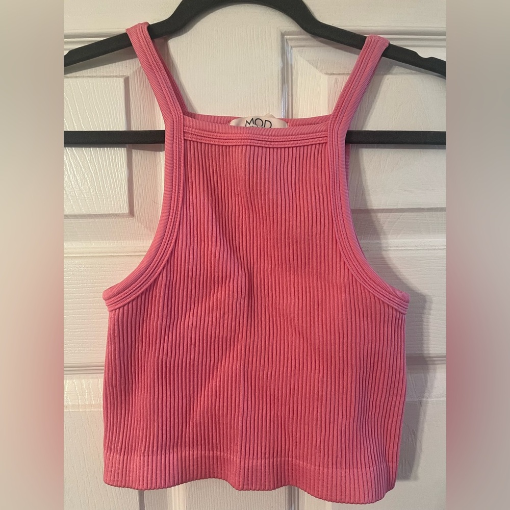 Pink Ribbed Tank Top - Slim Fit Women's Top